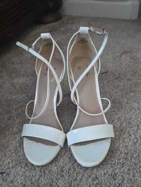 Mix No. 6 White Patent Strappy Open-Toe Heels